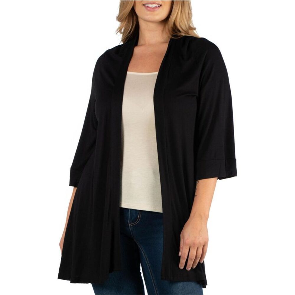 24seven Womens Plus Size Simple Cardigan Sweater, NWT